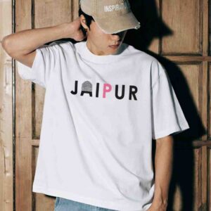 The Pink City Anthem, Hawa Mahal Heritage - JAIPUR City Oversized Front Print White T-Shirt ooltaseedha.com