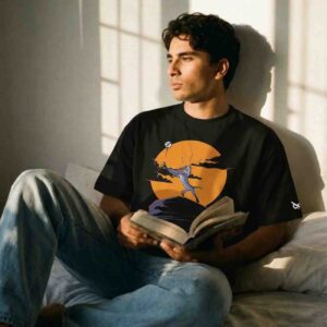 Rafiki Lion King But No Signal Funny Oversized Front Printed Black T-Shirt ooltaseedha.com