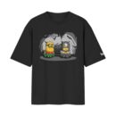 Minions Wearing Batman and Robin Suits Oversized Front Print Black T-Shirtooltaseedha.com