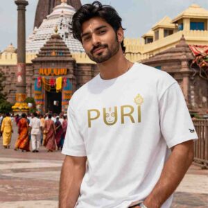 Sri Jagannath Temple City Vibe - PURI CITY Oversized Front Print White T-Shirt ooltaseedha.com