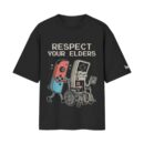 Respect Your Elders Gaming Consoles Switch VS Old Console Controller Oversized Front Printed Black T-Shirt ooltaseedha.com
