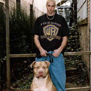 Code of the Streets - If You See The Police - Warn A Brother (Warner Brothers Parody) Oversized Front Print Black T-Shirt ooltaseedha.com