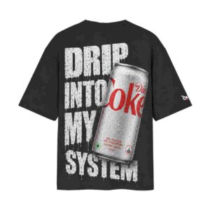 FIZZED OUT | Drip DIET COKE Into My System Oversized Front Back Printed Black T-Shirt FIZZED OUT | Drip DIET COKE Into My System Oversized Front Back Printed Black T-Shirt