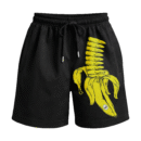 Potassium Pew Pew 'Banana Gun' Premium Relaxed Fit Front Print Black Shorts ooltaseedha.com