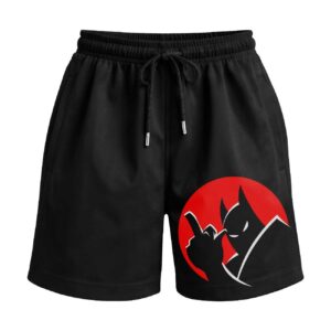 Gotham’s Menace ‘Batman Middle Finger’ Premium Relaxed Fit Front Print Black Shorts