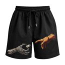 Devil Handling Tren To Human For Gym Premium Relaxed Fit Front Print Black Shorts ooltaseedha.com
