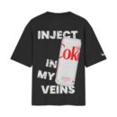 FIZZED OUT | Inject DIET COKE In My Veins Oversized Front Back Printed Black T-Shirt