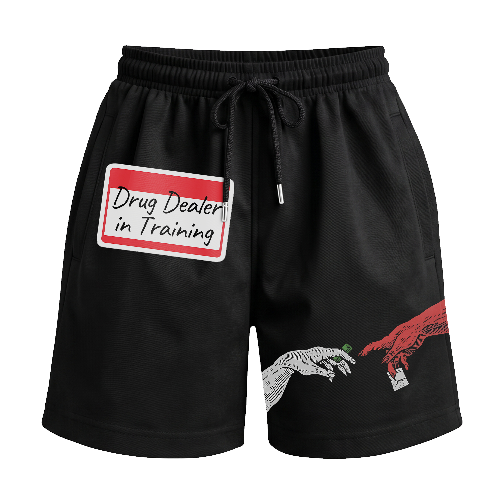 Future Side Hustle ‘Drug Dealer In Training’ Premium Relaxed Fit Front Print Black Shorts