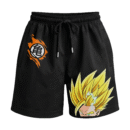 Over 9000 Power Level 'Goku Half Face' Anime Premium Relaxed Fit Front Print Black Shorts ooltaseedha.com