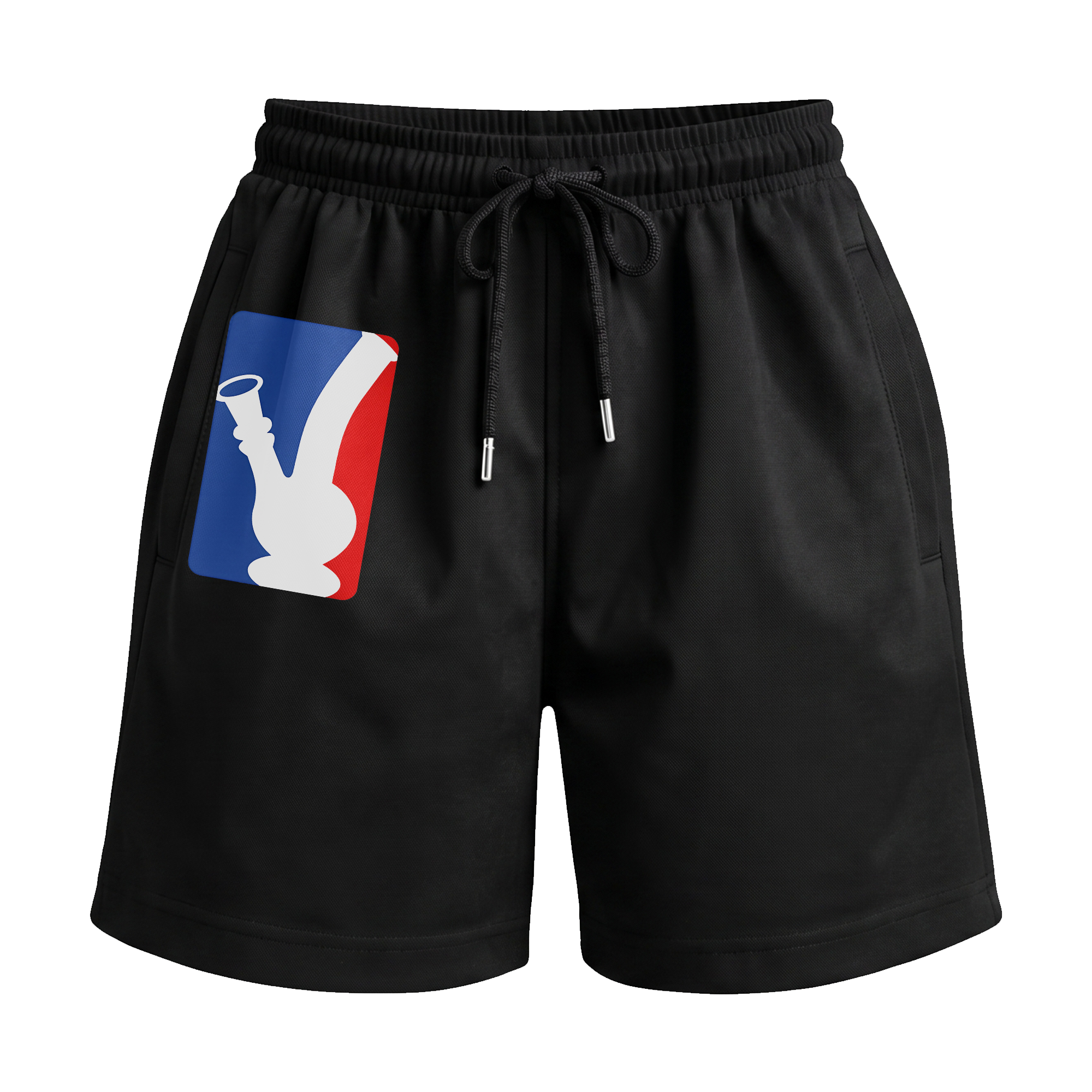 Courtside High ‘NBA Bong’ Parody Premium Relaxed Fit Front Print Black Shorts