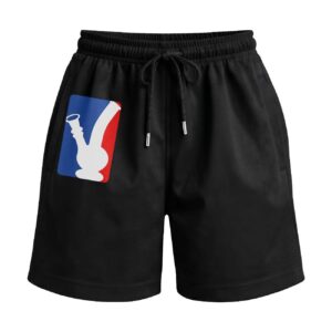 Courtside High ‘NBA Bong’ Parody Premium Relaxed Fit Front Print Black Shorts
