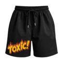 Walking Red Flag 'Toxic Fire' Premium Relaxed Fit Front Print Black Shorts ooltaseedha.com