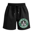 Unbothered Morning Brew 'Zero Fucks Coffee' Premium Relaxed Fit Front Print Black Shorts ooltaseedha.com