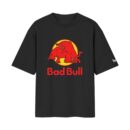 Bad Bull "Gives You Horns" | Red Bull Naughty Parody Oversized Fit Front Print T-Shirt ooltaseedha.com