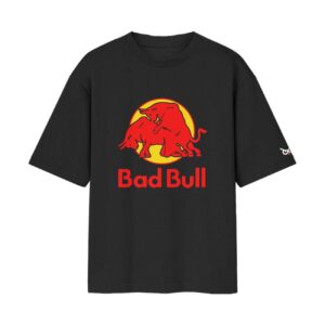 Bad Bull “Gives You Horns” | Red Bull Naughty Parody Oversized Fit Front Print T-Shirt
