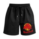 Bad Bull "Gives You Horns" | Red Bull Naughty Parody Premium Relaxed Fit Front Print Black Shorts ooltaseedha.com