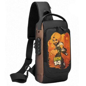 Ben10 Parody Punjabi Ben14 Printed Black Bronze Premium Chester Bag W/ Zipper Lock and Charging Port ooltaseedha.com