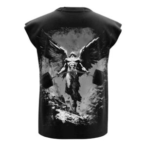 Devil Handling Tren To Human For Gym Premium Boxy Fit Back Printed Sleeveless Tank Top Vest (Copy)