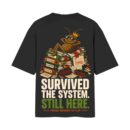 Cockroach Janta Party - Survived the System | Oversized Black Front & Back Print T-Shirt | OoltaSeedha