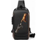 Devil Handling Tren To Human For Gym Printed Black Bronze Premium Chester Bag W/ Zipper Lock and Charging Port ooltaseedha.com