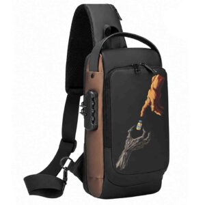 Devil Handling Tren To Human For Gym Printed Black Bronze Premium Chester Bag W/ Zipper Lock and Charging Port ooltaseedha.com