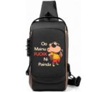 Oo Maine Fuck Ni Penda | Cool Shinchan Printed Black Bronze Premium Chester Bag W/ Zipper Lock and Charging Port ooltaseedha.com