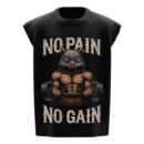 Demon Slayer- Kimetsu | No Pain No Gain | The "Beast Breathing Bulk" Premium Boxy Fit Front Printed Sleeveless Tank Top Vest ooltaseedha.com