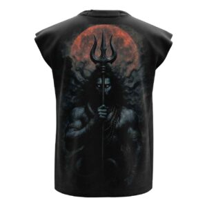 The Destroyer Cosmic Shiva – Kaal Bhairav Premium Boxy Fit Back Printed Sleeveless Tank Top Vest