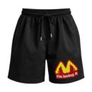 Fast Food, Faster Action | Mc Donals Logo Naughty Parody Premium Relaxed Fit Front Print Black Shorts ooltaseedha.com