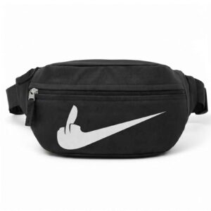 Middle Finger Swoosh Logo Nike Parody Multi Style Printed Black Waist Bag / Fanny Pack