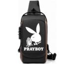 Pray Boy – Playboy Parody Printed Black Bronze Premium Chester Bag W/ Zipper Lock and Charging Port ooltaseedha.com