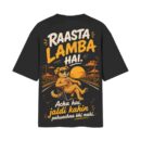 Raasta Lamba Hai, Jaldi Kahin Nahi Pahunchna Highway Dog Graphic | Oversized Black Front & Back Print T-Shirt | OoltaSeedha Tribe Merch ooltaseedha.com