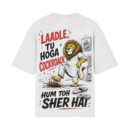 Anti Cockroach Janta Party - Tu Hoga Cockroach, Hum Toh Sher Hai | Oversized White Back Print T-Shirt | OoltaSeedha ooltaseedha.com