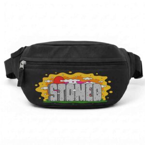 STONED Literally Funny Graphic Multi Style Printed Black Waist Bag / Fanny Pack
