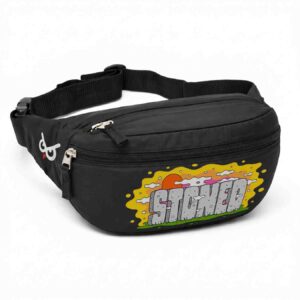 STONED Literally Funny Graphic Multi Style Printed Black Waist Bag / Fanny Pack ooltaseedha.com