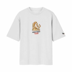 Trust Issues?? Sabki Aukaat Pata hai Cat Graphic Oversized White Front & Back Print T-Shirt OoltaSeedhaTribe Merch ooltaseedha.com