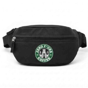 Unbothered Morning Brew ‘Zero Fucks Coffee’ Multi Style Printed Black Waist Bag / Fanny Pack