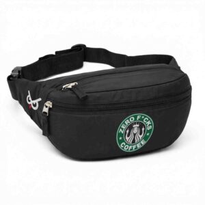 Unbothered Morning Brew 'Zero Fucks Coffee' Multi Style Printed Black Waist Bag / Fanny Pack ooltaseedha.com