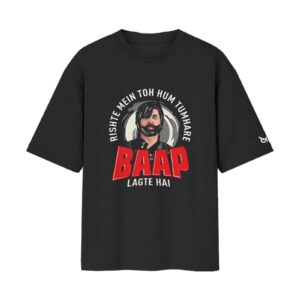 Ultimate Boss – Rishte Mei Toh Hum Tumhare Baap Lagte Hai Oversized Black Front Print T-Shirt | OoltaSeedha Ultimate Boss – Rishte Mei Toh Hum Tumhare Baap Lagte Hai Oversized Black Front Print T-Shirt | OoltaSeedha