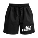 COMA Sleeping Beauty (Puma) Parody Logo Premium Relaxed Fit Front Print Black Shorts | OoltaSeedhaooltaseedha.com