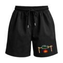 The Lacoste/Crocodile Parody The "Luxury BBQ" Premium Relaxed Fit Front Print Black Shorts ooltaseedha.com