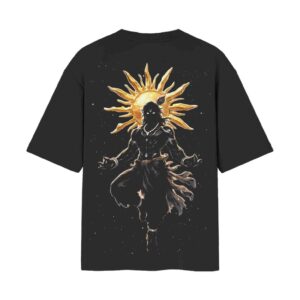 Divine Supreme Krishna The Cosmic Avatar | Oversized Black Back Print T-Shirt | OoltaSeedha