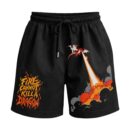 The Unburnt - Fire Cannot Kill A Dragon Premium Relaxed Fit Front Print Black Shorts | OoltaSeedhaooltaseedha.com