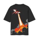 The Unburnt - Fire Cannot Kill A Dragon Oversized Black Front Back Print T-Shirt | OoltaSeedhaooltaseedha.com