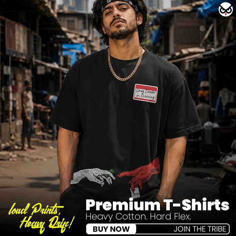 Future Side Hustle 'Drug Dealer In Training' Oversized Black Front Print T-Shirt | OoltaSeedhaooltaseedha.com