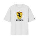 Farebi The Hustler Horse Desi Ferrari Logo Parody | Oversized White Front Print T-Shirt | OoltaSeedha