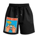 Good Vibes - Dont Panic, Its Organic Rolling Paper Premium Relaxed Fit Front Print Black Shorts | OoltaSeedhaooltaseedha.com