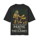 Matrix Meets Mahabharata - I Am Not In The Game Parth, I Am The Game Oversized Black Back Print T-Shirt | OoltaSeedha ooltaseedha.com