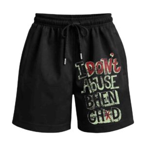 Sanskari Menace No Gaali Guarantee | I Don’t Abuse Behen Ch*d Premium Relaxed Fit Front Print Black Shorts