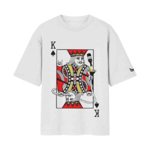 Double-Sided Drinker, King Card Quirky Drinker | Oversized White Front Print T-Shirt | OoltaSeedha